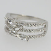Sterling Silver Semi Mount Ring Setting Marquise MQ 6x3mm 3 Stone - Syzjewelry